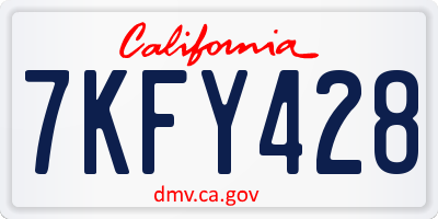 CA license plate 7KFY428