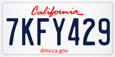 CA license plate 7KFY429