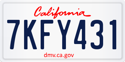 CA license plate 7KFY431