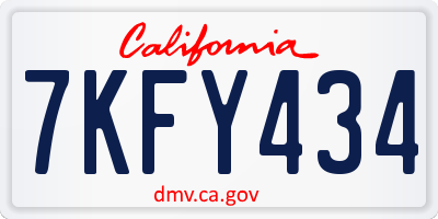 CA license plate 7KFY434