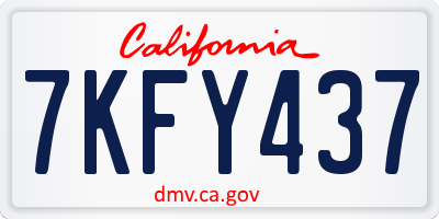 CA license plate 7KFY437