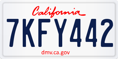 CA license plate 7KFY442