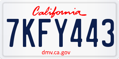 CA license plate 7KFY443