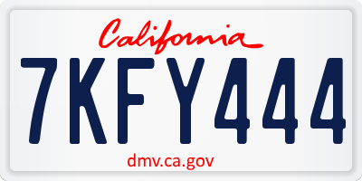CA license plate 7KFY444