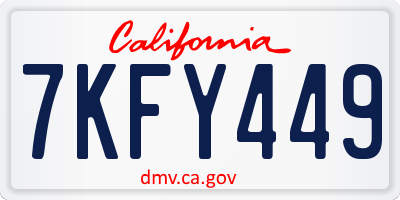 CA license plate 7KFY449