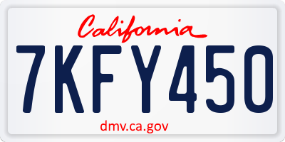 CA license plate 7KFY450