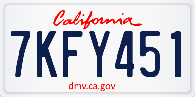 CA license plate 7KFY451