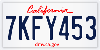 CA license plate 7KFY453
