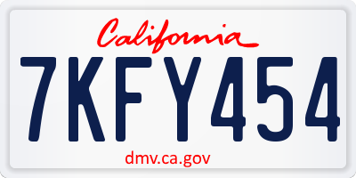 CA license plate 7KFY454