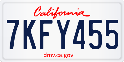 CA license plate 7KFY455
