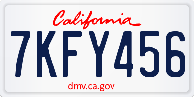 CA license plate 7KFY456