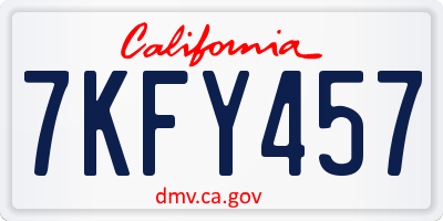 CA license plate 7KFY457