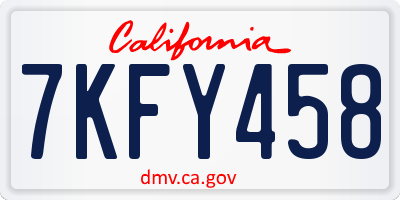 CA license plate 7KFY458