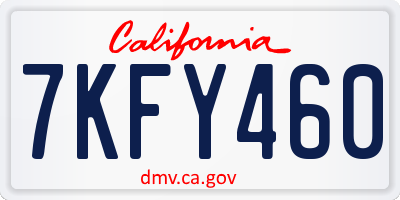 CA license plate 7KFY460