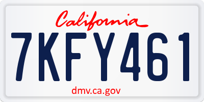 CA license plate 7KFY461