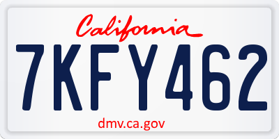 CA license plate 7KFY462