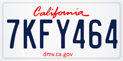 CA license plate 7KFY464