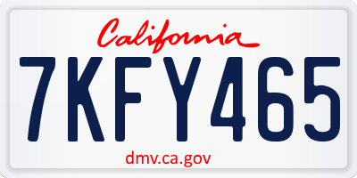 CA license plate 7KFY465