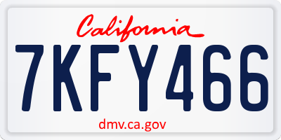 CA license plate 7KFY466