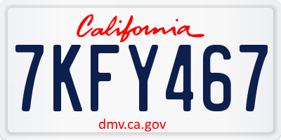 CA license plate 7KFY467
