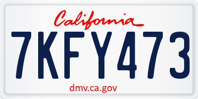 CA license plate 7KFY473