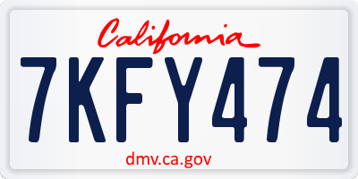 CA license plate 7KFY474