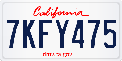 CA license plate 7KFY475