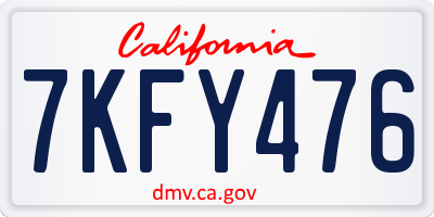 CA license plate 7KFY476