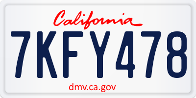 CA license plate 7KFY478
