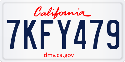 CA license plate 7KFY479