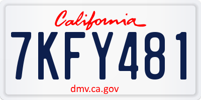 CA license plate 7KFY481