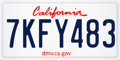 CA license plate 7KFY483