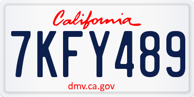 CA license plate 7KFY489