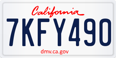 CA license plate 7KFY490