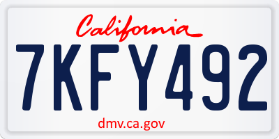 CA license plate 7KFY492