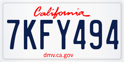 CA license plate 7KFY494
