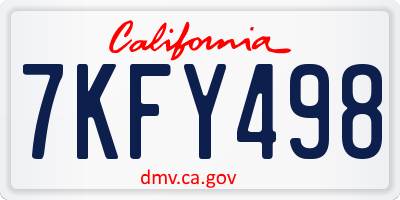 CA license plate 7KFY498