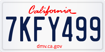 CA license plate 7KFY499