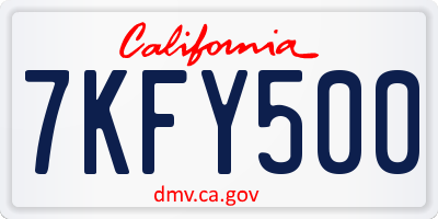 CA license plate 7KFY500