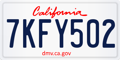 CA license plate 7KFY502
