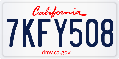 CA license plate 7KFY508