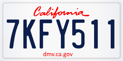 CA license plate 7KFY511