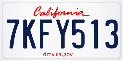 CA license plate 7KFY513