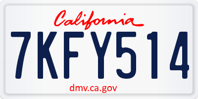 CA license plate 7KFY514