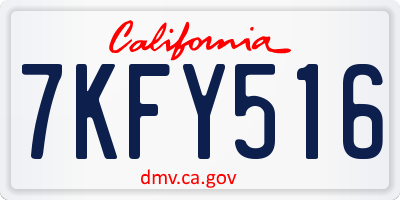 CA license plate 7KFY516