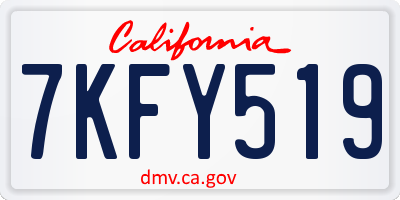 CA license plate 7KFY519