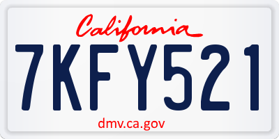 CA license plate 7KFY521
