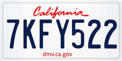 CA license plate 7KFY522
