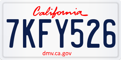 CA license plate 7KFY526
