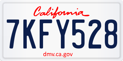 CA license plate 7KFY528